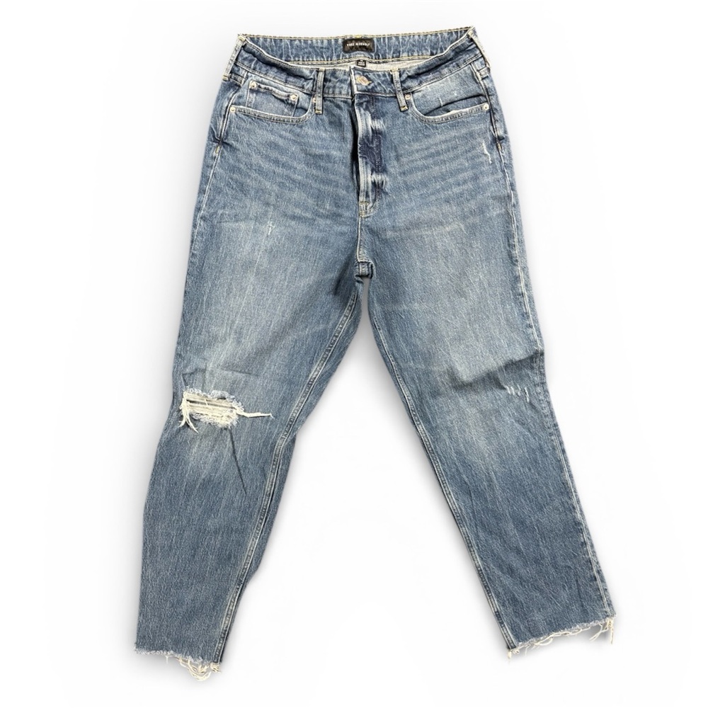 Free Assembly Women’s 14 Distressed Straight Leg Jeans Raw Hem Blue